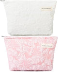 SOIDRAM 2 Pieces Flower Makeup Bag Large Floral Cosmetic Bag Capacity Canvas by SOIDRAM