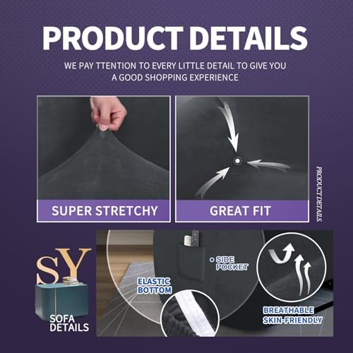 ZNSAYOTX Stretch Velvet Recliner Cover 4-Pieces, Thick Soft Recliner Chair - Image 3