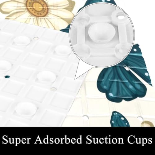 Shower Mat Non Slip 26.8 x 15.1 Inches, Daisies Butterflies Bathtub Mat Shower - Image 3