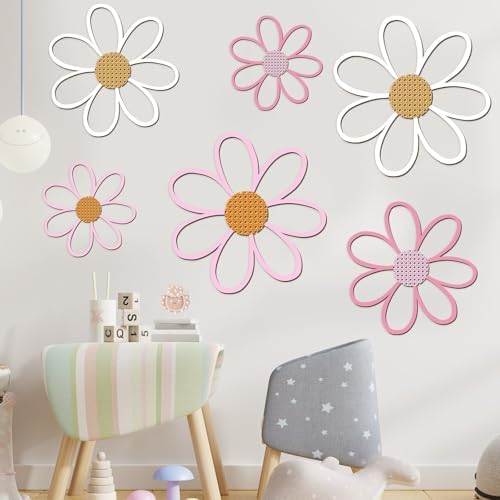 Thyle 6 Pcs Daisy Wall Decor Wooden Flower by Thyle