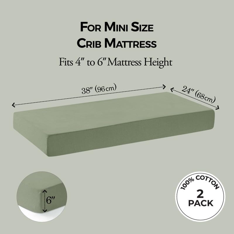 Dreamology Mini Crib Sheets, 100% Cotton Crib Sheet, Pack n Play Sheets - Image 3