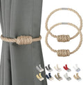 BEL AVENIR Magnetic Jute Curtain Tiebacks 2 Pack Hand-Woven Curtain Ties by BELAVENIR
