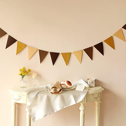Fonder Mols Paper Pennant Party Decorations Coffee Brown Gold, Triangle Flags - Image 2