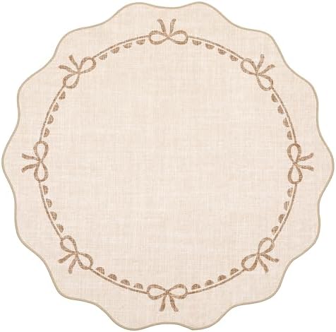 GarveeHome 6ft Round Rugs Washable Scalloped Bow Rug - Image 4