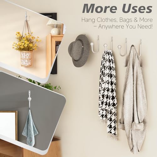 Hion Curtain Holdbacks White 6pcs, Curtain Tiebacks Wall Mounted Hooks - Image 5