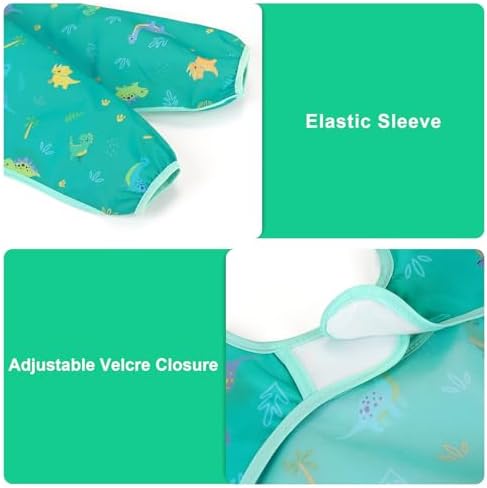 Accmor 3 Pack Long Sleeve Bibs, Baby Smock Waterproof Sleeved Bib Smock - Image 3