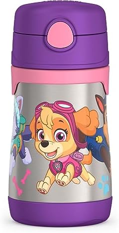 THERMOS Vacuum Insulated Stainless Steel 10oz Straw Bottle, Paw Patrol Girl by Thermos