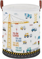 Construction Decor for Boys Room Laundry Basket, Trucks Toddler Kid Laundry by XHWZOF
