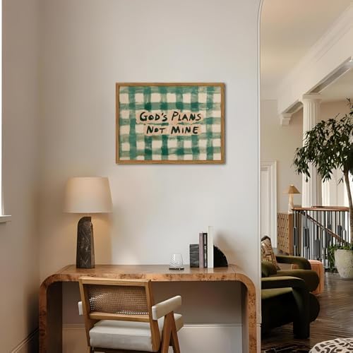 Framed God's Plans Not Mine Canvas Wall Art, Inspirational Faith Quote Pictures - Image 5