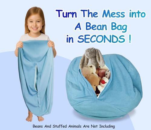 Stuffed Storage Bean Bag Premium Corduroy Ultra Soft Washable Perfect - Image 3