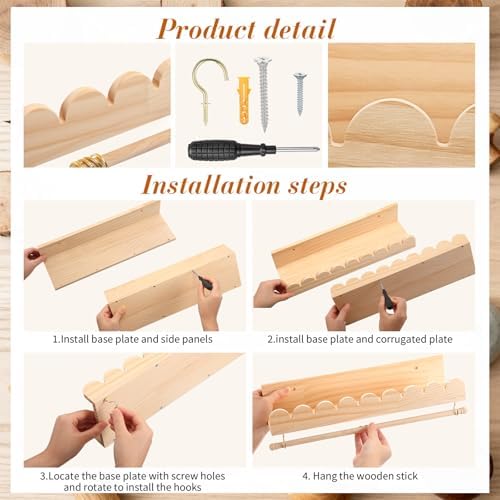 Qunclay 2 Pcs Nursery Floating Shelves Headband and Bow Holder - Image 4