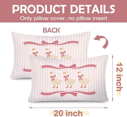 Goose Nursery Decor Goose Pillow Covers 12x20, Bow Girl Nursery Decorative - Image 6