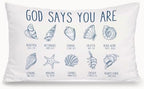 Blue Coastal Beach Christian 12x20 Pillow Cover, God Says You are Ocean by Unknown