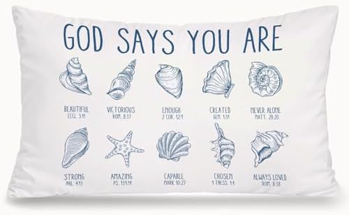 Blue Coastal Beach Christian 12x20 Pillow Cover, God Says You are Ocean by Unknown