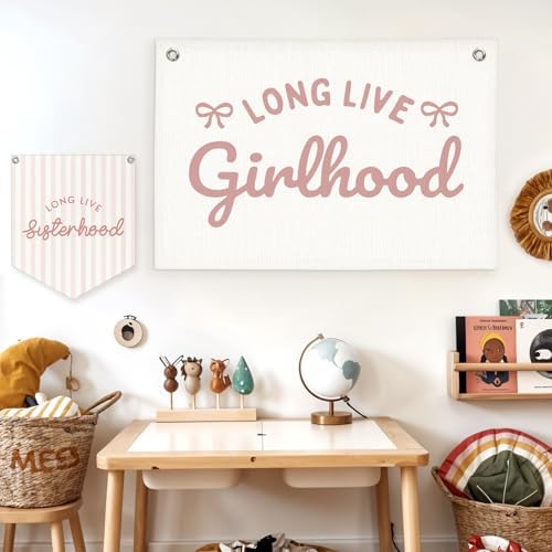 Lacama Girl Room Decor, Long Live Girlhood Linen Banner Hanging Flag - Image 7
