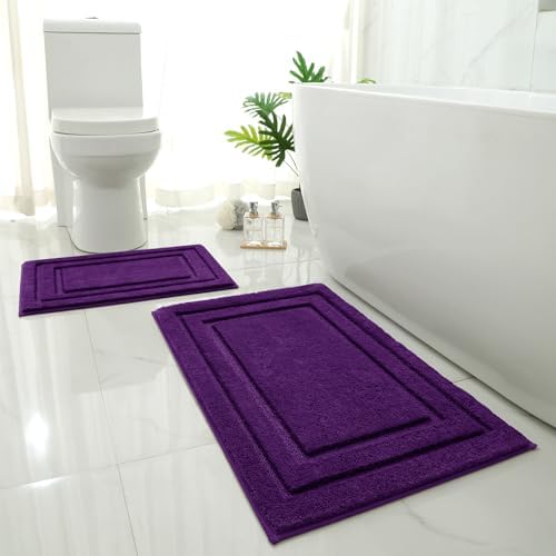 HOMEIDEAS Bathroom Rugs Sets 2 Piece, Super Soft Non Slip Bath Mat Purple by HOMEIDEAS