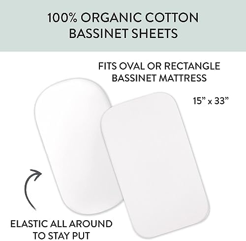 HonestBaby Organic Cotton Fitted Bassinet Sheet, One Size - Image 2
