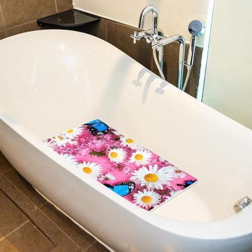 Shower Mat Non Slip, Butterfly Daisies Anti Slip Bath Mat - Image 5