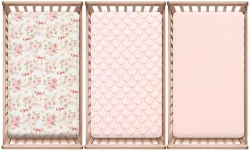 PHF 3 Pack Soft Floral & Bow Crib Sheets Fitted, Comfy Breathable Baby Sheets - Image 6