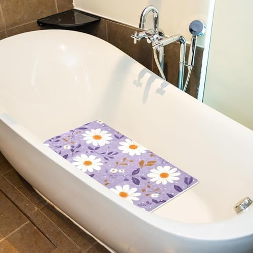 Bathtub Mat Non Slip 26.8x15.1 Inch, Daisy Flowers Shower Mat - Image 5