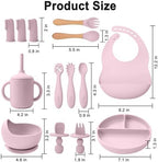 Silicone Baby Feeding Set 14 Pcs, Baby Led Weaning Set, Light Pink - Image 7