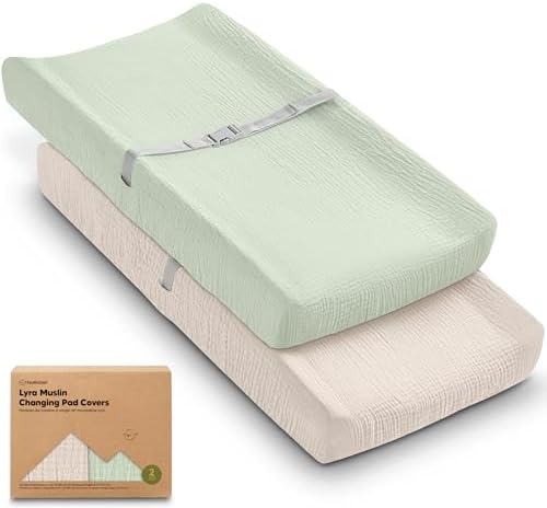 2-Pack Muslin Diaper Changing Pad Covers Boy, Soft Breathable by KeaBabies