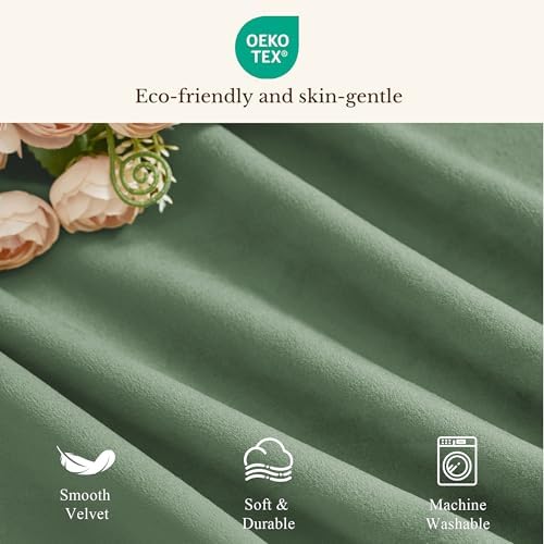 StangH 4-Panel Set Velvet Window Valance, 52x18 Inch, Sage Green - Image 7