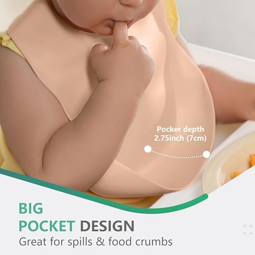 Cuddle Campus Set of 3 Silicone Bibs, Soft Adjustable Bibs - Image 4