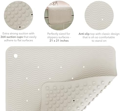 HEVEA Natural Rubber Wave Bath Mat – Square 21x21 in - Image 3