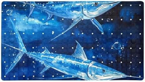 Bathtub Mat Non Slip 26.8x15.1In, Swordfishes Ocean Bath Mat by Anna+Cowper