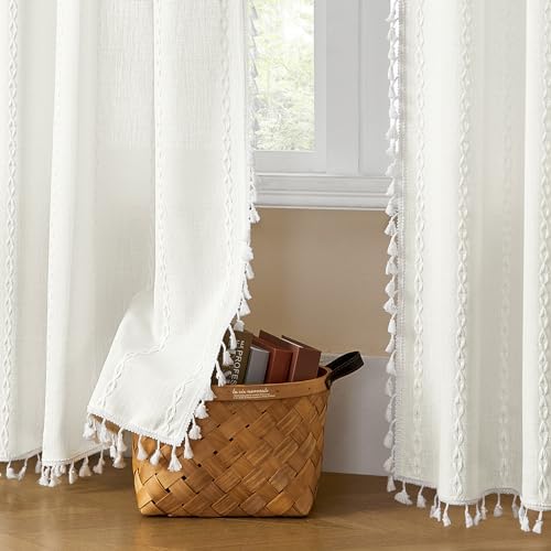MitoVilla Boho Farmhouse Living Room Curtains 63 Inch Length 2 Panels, Modern - Image 6