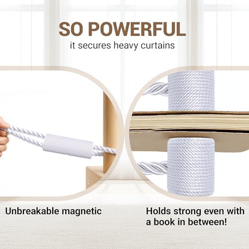 Hion Magnetic Curtain Tiebacks White 4pcs, Curtain Holdbacks Hooks Holders - Image 5