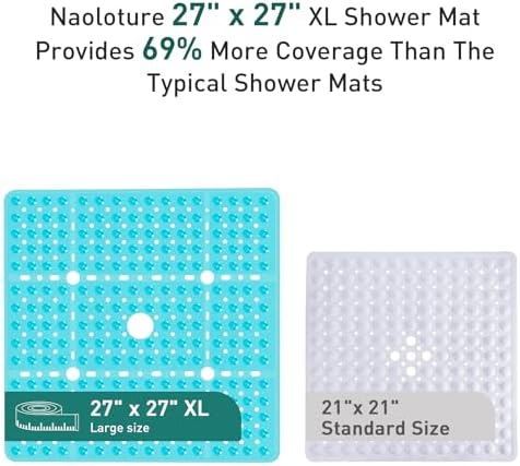 Large Square Shower Mat Bathtub Bath Mat Non Slip Green 27"x27" - Image 3