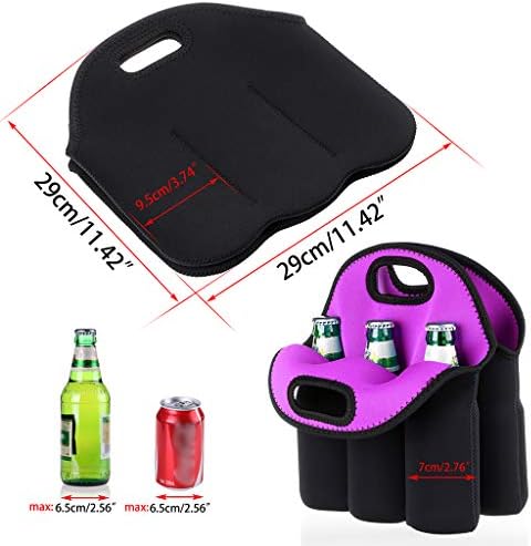 Hipiwe 6 Slot Beer Can Carrier Neoprene Water Drinks Bottle Cooler Tote Bag - Image 2