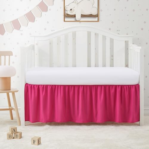 SiinvdaBZX Hot Pink Crib Skirt Dust Ruffle, Microfiber Crib Bed Skirt - Image 2