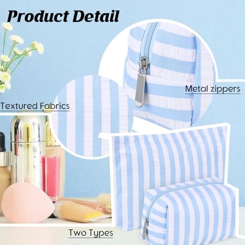 Huhumy 2 Pcs Makeup Bag Set for Women, Wide Stripe - Image 4