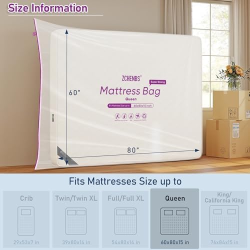 ZCHENBS® - Queen Mattress Bags for Moving, Waterproof Mattress Storage Bag - Image 4