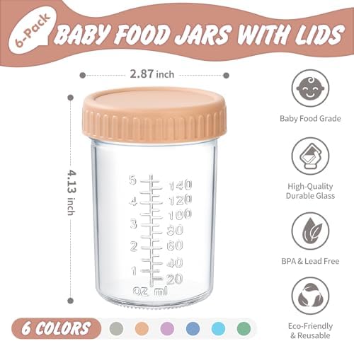 DRKIO 6 pcs Baby Food Storage Containers 8 Oz Small Glass Jars - Image 2