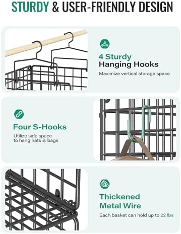 Hanging Closet Organizer, 4 Tier Metal Closet Organizers and Storage - Image 4