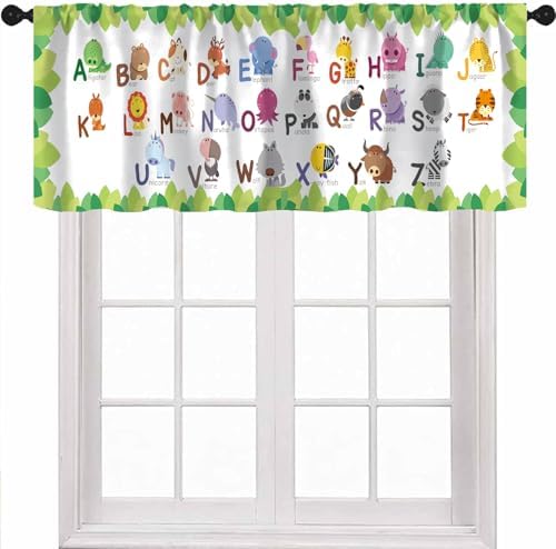 ABC Alphabet Curtains Valance, Cartoon Colorful Animals School Education by Unknown