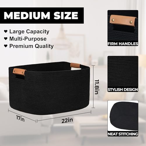 danpinera Large Blankets for Living Room, 72 L Woven Cotton Rope Baskets for - Image 2
