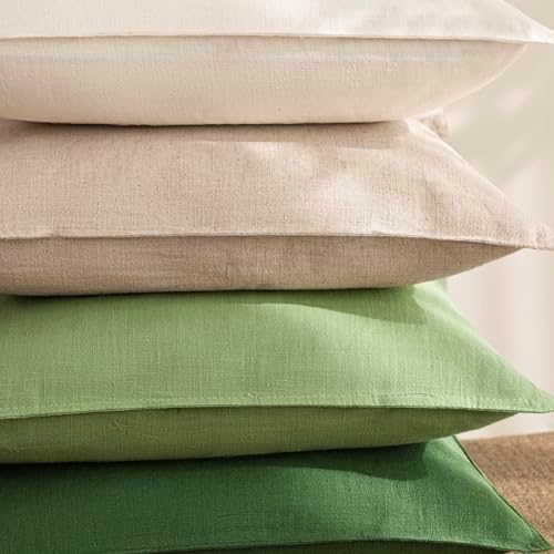 Foindtower Linen Solid Decorative Throw Pillow Covers 26x26 Inch Lime Green - Image 7