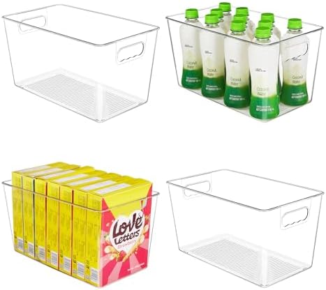 YIHONG 4 Pack Clear Storage Bins, Pantry Organizer Bins by YIHONG