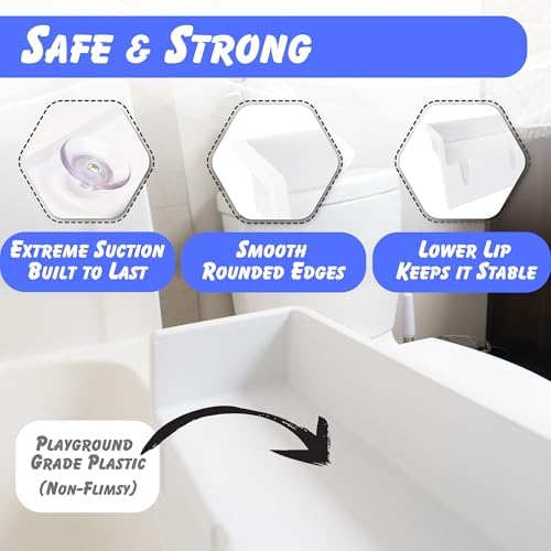 Tub Topper Kids Bathtub Splash Guard, Shelf & Toddler Bath Toy Tray - Image 6
