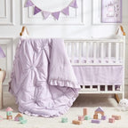 Princess Crib Bedding Set for Girls, 3 Piece Pintuck Baby Crib Bedding Set - Image 4