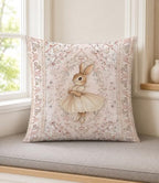 Bunny Pillow Cover 18x18, Floral Ballet Rabbit Girls Room Decor - Image 2