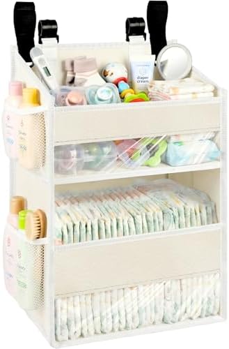 Hanging Diaper Organizer, 2 Tier Hanging Diaper Caddy, Holds 90+ Diapers by Ofiray-home