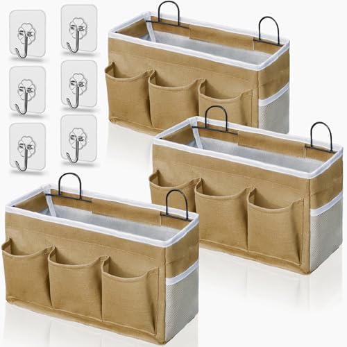 Kanrichu 2pcs 3-pockets Large Wall Hanging Organizer Bag, Linen Fabric Door by KANRICHU