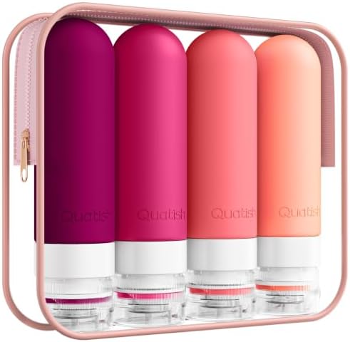 Quatish Travel Bottles for Toiletries, 3 oz Travel Size Containers by Quatish