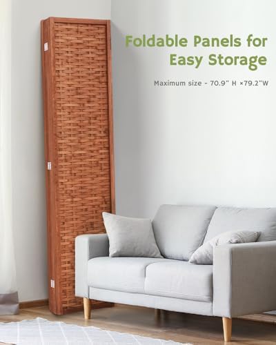 JOSTYLE Bamboo Room Divider, 4-Panel Folding Privacy Screen - Image 5